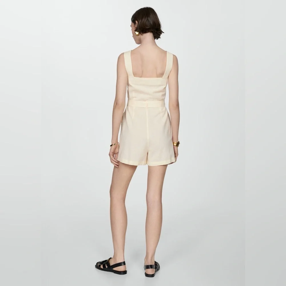 Mango Cream short jumpsuit with buttons